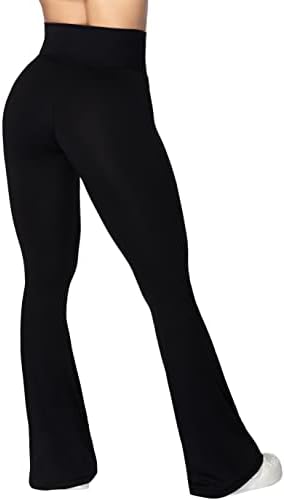 Flare Leggings, Crossover Yoga Pants with Tummy Control, High-Waisted and Wide Leg