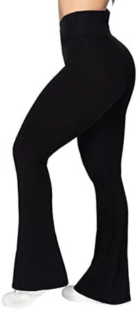 Flare Leggings, Crossover Yoga Pants with Tummy Control, High-Waisted and Wide Leg