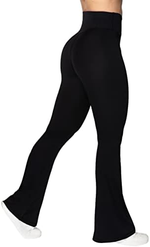 Flare Leggings, Crossover Yoga Pants with Tummy Control, High-Waisted and Wide Leg