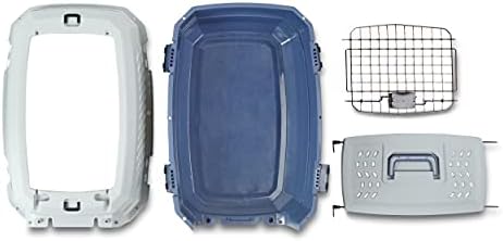 Basics 2-Door Top-Load Hard-Sided Pet Travel Carrier, 23-Inch, Gray & Blue