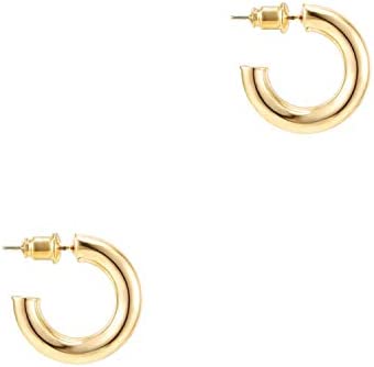 14K Gold Plated Lightweight Chunky Open Hoops | Gold Hoop Earrings for Women