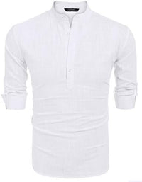 Men's Cotton Linen Henley Shirt Long Sleeve Hippie Casual Beach T Shirts