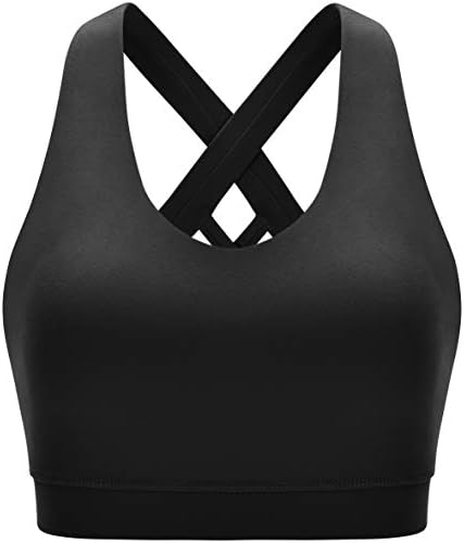 Sports Bra for Women, Criss-Cross Back Padded Strappy Sports Bras Medium Support Yoga Bra with Removable Cups