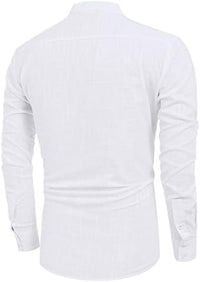 Men's Cotton Linen Henley Shirt Long Sleeve Hippie Casual Beach T Shirts