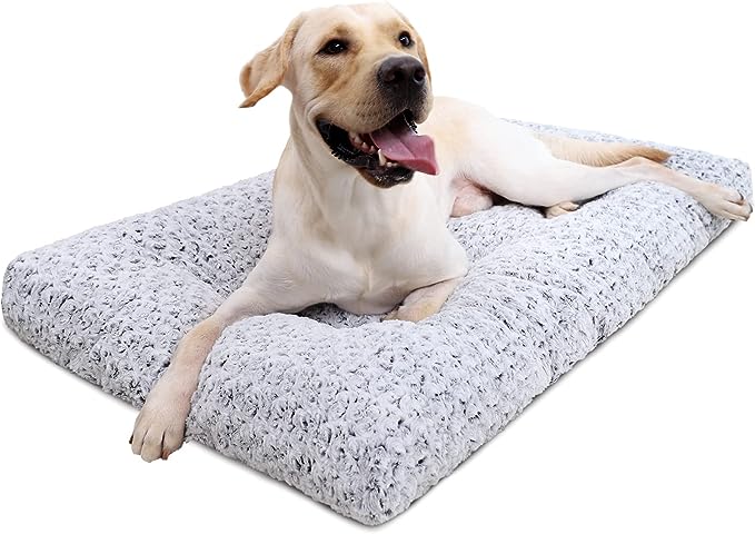 Washable Dog Bed Deluxe Plush Dog Crate Beds Fulffy Comfy Kennel Pad Anti-Slip