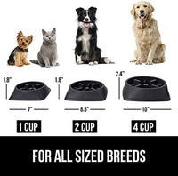 Gorilla Grip Slip Resistant Slow Feeder Cat and Dog Bowl, Slows Down Pets Eating, Prevent Overeating, Feed Small, Large Pets, Fun Puzzle Design, Dogs Cats Bowls for Dry and Wet Food, 1 Cup, Black