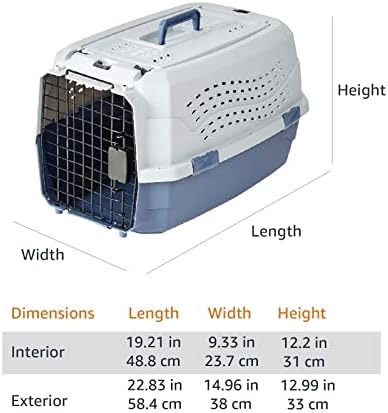 Basics 2-Door Top-Load Hard-Sided Pet Travel Carrier, 23-Inch, Gray & Blue