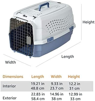 Basics 2-Door Top-Load Hard-Sided Pet Travel Carrier, 23-Inch, Gray & Blue