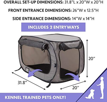 SportPet Designs Large Pop Open Kennel, Portable Cat Cage Kennel, Waterproof Pet bed, Carrier Collection