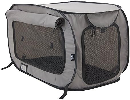 SportPet Designs Large Pop Open Kennel, Portable Cat Cage Kennel, Waterproof Pet bed, Carrier Collection