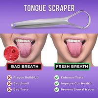 Tongue Scraper for Adults (2 Pack), Reduce Bad Breath (Travel Cases Included), Stainless Steel Tongue Cleaners, 100% Metal Tongue Scraper with Case Fresh Breath Tongue Cleaner Hygiene