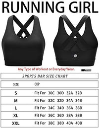 Sports Bra for Women, Criss-Cross Back Padded Strappy Sports Bras Medium Support Yoga Bra with Removable Cups