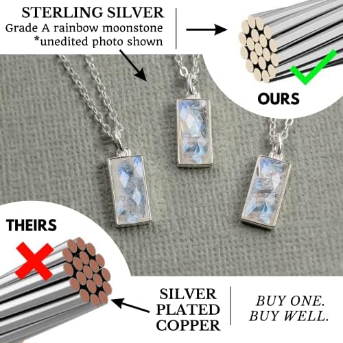 LOVE SHINE New Beginnings Rainbow Moonstone Sterling Silver Necklace for Women