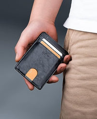 Men's Slim Wallet, Thin Front Pocket Leather Credit Card Holder