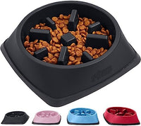 Gorilla Grip Slip Resistant Slow Feeder Cat and Dog Bowl, Slows Down Pets Eating, Prevent Overeating, Feed Small, Large Pets, Fun Puzzle Design, Dogs Cats Bowls for Dry and Wet Food, 1 Cup, Black