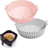 2 Pack Air Fryer Silicone Liners Pot for 3 to 5 QT, Silicone Basket Bowl, Reusable Baking Tray