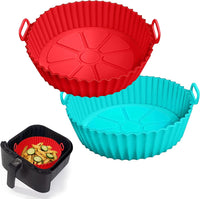 2 Pack Air Fryer Silicone Liners Pot for 3 to 5 QT, Silicone Basket Bowl, Reusable Baking Tray