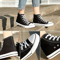 Women's Canvas Sneakers High Top Lace ups Casual Walking Shoes