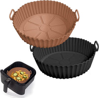 2 Pack Air Fryer Silicone Liners Pot for 3 to 5 QT, Silicone Basket Bowl, Reusable Baking Tray