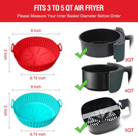 2 Pack Air Fryer Silicone Liners Pot for 3 to 5 QT, Silicone Basket Bowl, Reusable Baking Tray