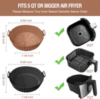 2 Pack Air Fryer Silicone Liners Pot for 3 to 5 QT, Silicone Basket Bowl, Reusable Baking Tray