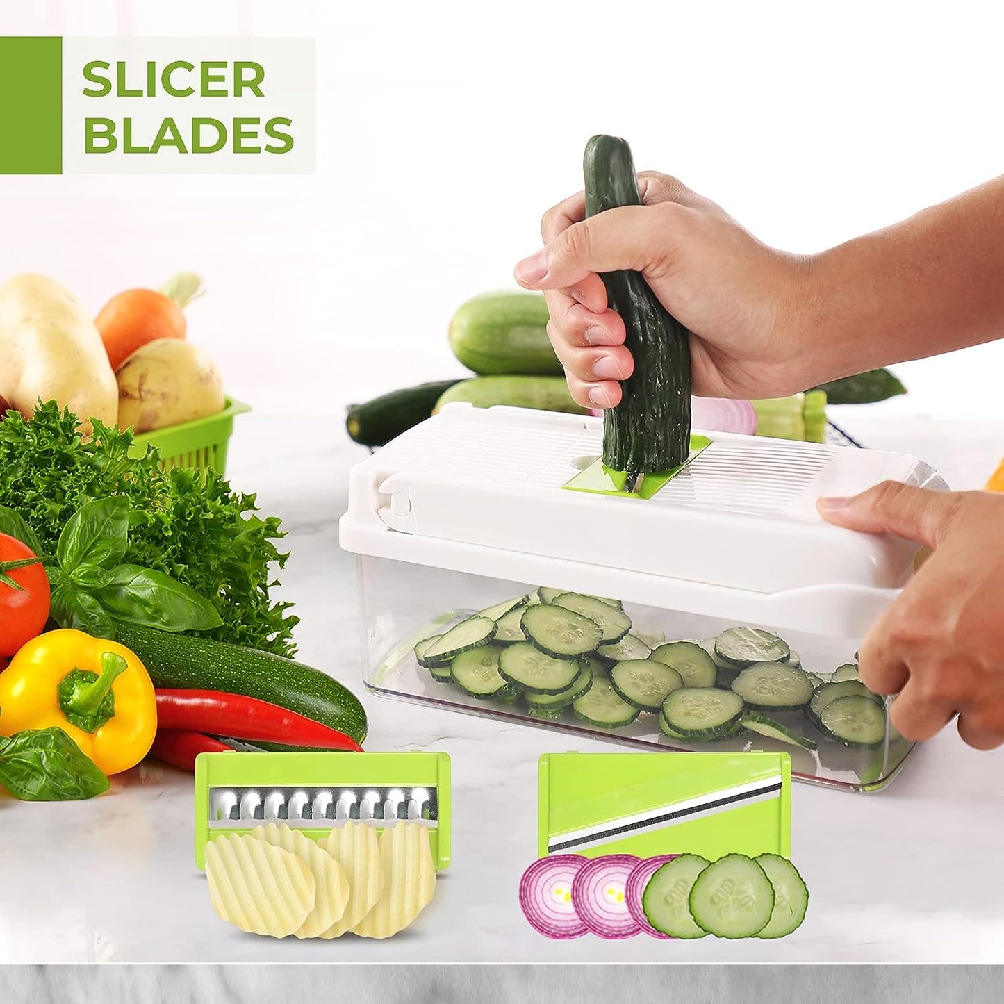 Vegetable Chopper, Pro Onion Chopper, Multifunctional 13 in 1 Food Chopper, Kitchen Vegetable Slicer Dicer Cutter