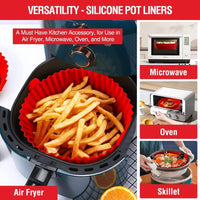 2 Pack Air Fryer Silicone Liners Pot for 3 to 5 QT, Silicone Basket Bowl, Reusable Baking Tray