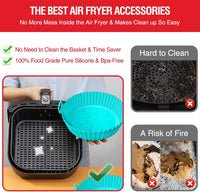 2 Pack Air Fryer Silicone Liners Pot for 3 to 5 QT, Silicone Basket Bowl, Reusable Baking Tray