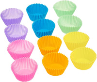 Pack of 12 Reusable Silicone Round Baking Cups, Multicolor Muffin Liners