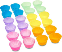 Pack of 12 Reusable Silicone Round Baking Cups, Multicolor Muffin Liners