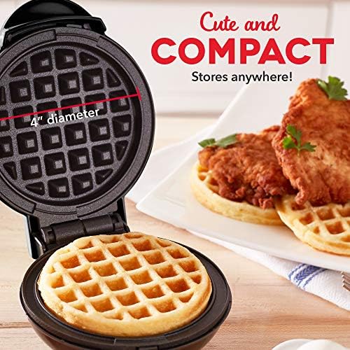 Mini Maker for Individual Waffles, Hash Browns, Keto Chaffles with Easy to Clean, Non-Stick Surfaces