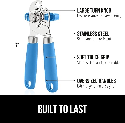 Heavy Duty Stainless Steel Smooth Edge Manual Hand Held Can Opener With Soft Touch Handle