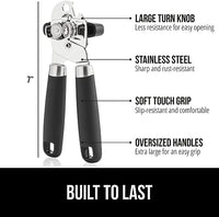 Heavy Duty Stainless Steel Smooth Edge Manual Hand Held Can Opener With Soft Touch Handle