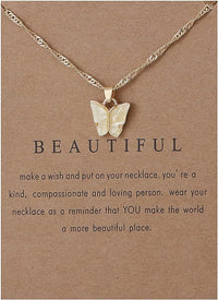 Colorful Acrylic Butterfly Pendant Necklace Bohemian Adjustable Retro Card Clavicle Chain Insect Animal Necklace for Women Girl Teen Friend Friendship Party Jewelry Gift