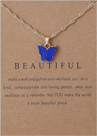 Colorful Acrylic Butterfly Pendant Necklace Bohemian Adjustable Retro Card Clavicle Chain Insect Animal Necklace for Women Girl Teen Friend Friendship Party Jewelry Gift