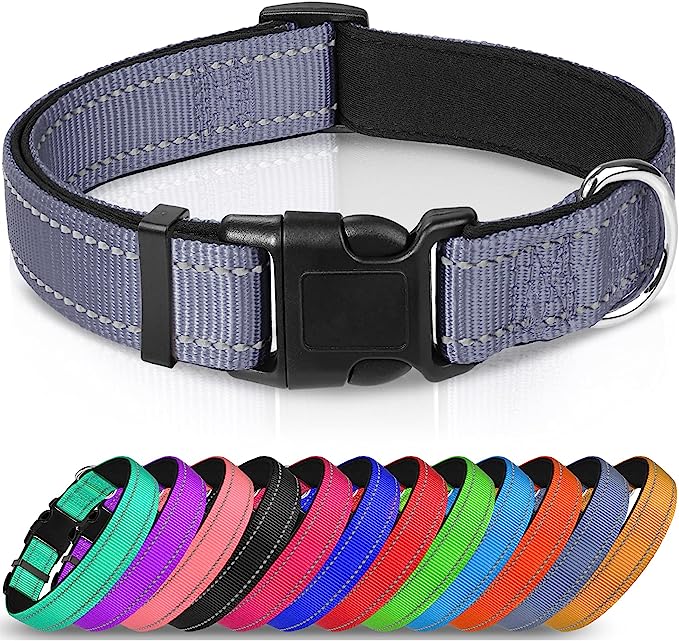 Reflective Dog Collar,Soft Neoprene Padded Breathable Nylon Pet Collar