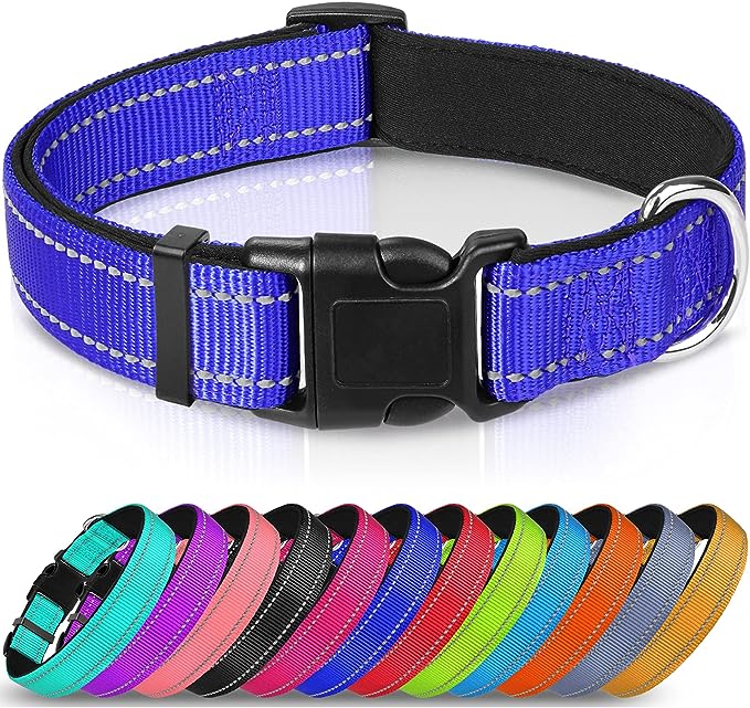 Reflective Dog Collar,Soft Neoprene Padded Breathable Nylon Pet Collar