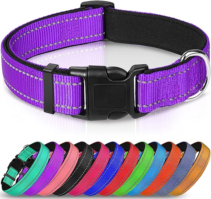 Reflective Dog Collar,Soft Neoprene Padded Breathable Nylon Pet Collar