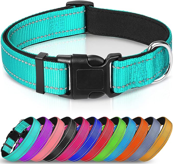 Reflective Dog Collar,Soft Neoprene Padded Breathable Nylon Pet Collar