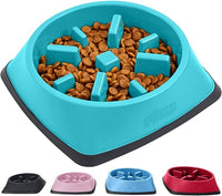 Gorilla Grip Slip Resistant Slow Feeder Cat and Dog Bowl, Slows Down Pets Eating, Prevent Overeating, Feed Small, Large Pets, Fun Puzzle Design, Dogs Cats Bowls for Dry and Wet Food, 1 Cup, Black